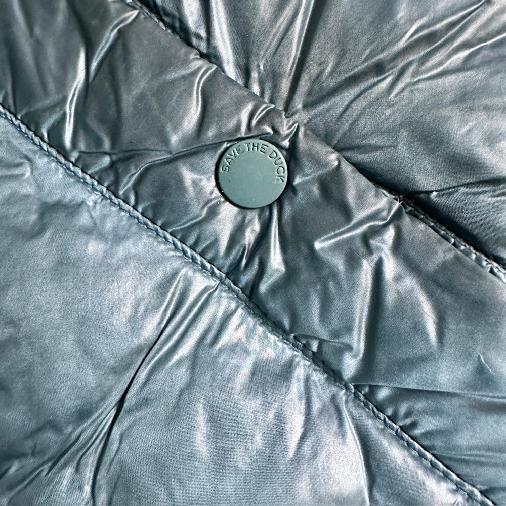 Save The Duck Jacket Womens Medium Teal Quilted Puffer Plumtech Ultra Light Zip - Picture 4 of 10